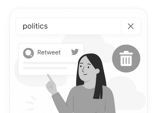 TweetDelete graphic of a phone screen with selected Twitter comments and a prominent red Bulk Delete button at the bottom.