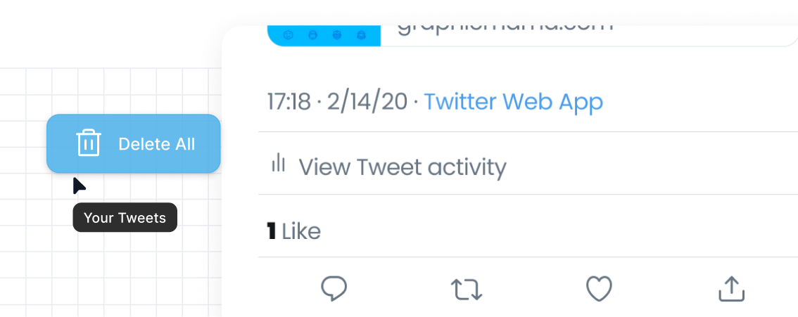 TweetDelete graphic of a tweet with a blue 